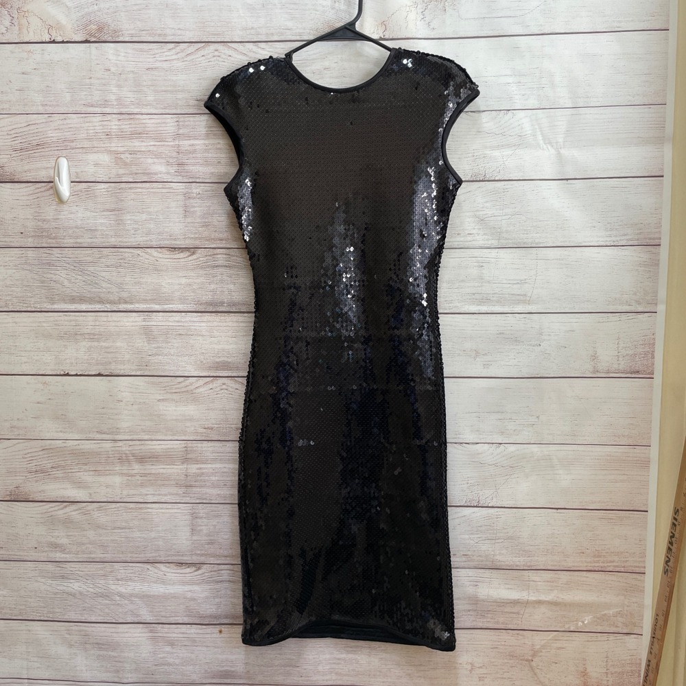 VINTAGE 1982 CASADEI BANDAGE BLACK SEQUIN DRESS‎
